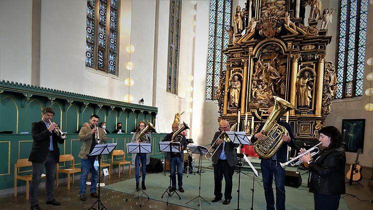 Die Bläsergruppe Mangersreuth-Rugendorf. Foto: Werner Reißaus