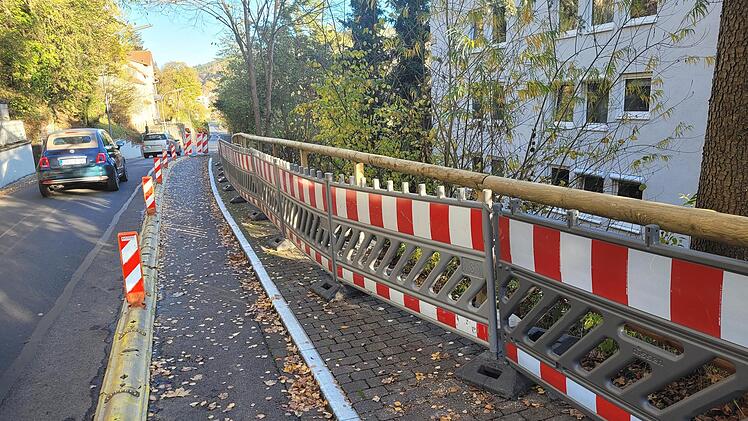 Weil in der Nacht zum 2. Oktober zwei Männer den Zaun am alten Haus Waldenfels durchbrachen, muss der erneuert werden. Deswegen ist die Ernst-Putz-Straße an dieser Stelle halbseitig gesperrt. Foto: Steffen Standke