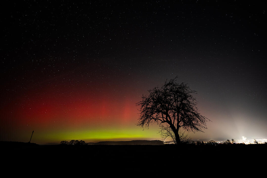 Wenn der Himmel gl&uuml;ht - Polarlicht-Spektakel am Himmel &uuml;ber Bischberg