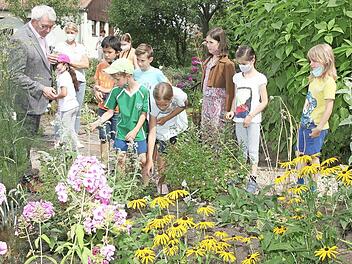 Im museumseigenen Garten erfuhren die Kinder, wofür (Heil-)Kräuter und Blüten verwendet werden können.