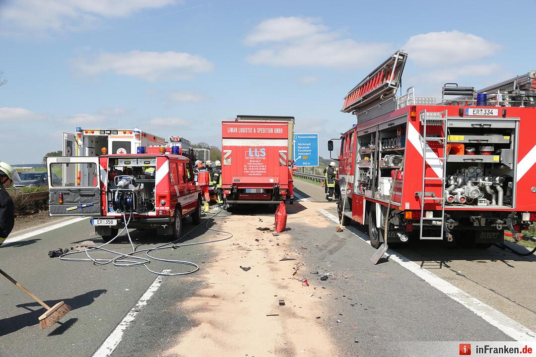 Lkw-Auffahrunfall auf A3 bei Höchstadt: Ein Schwerverletzter