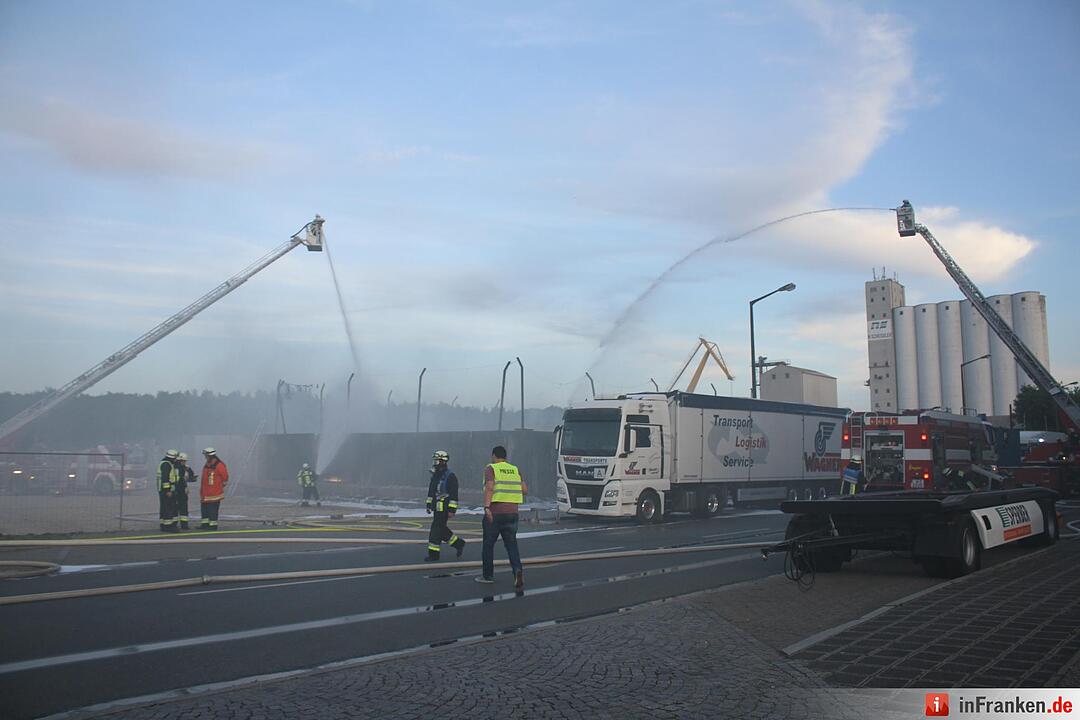 Müllberg am Nürnberger Hafen fängt Feuer – Großeinsatz der Feuerwehr
