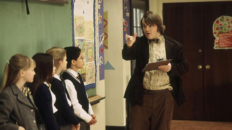 "Und ihr drei seid die Groupies ..." - Dewey (Jack Black, rechts) teilt seine Band ein.