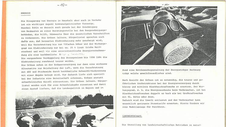 Auszug aus dem Wahlprogramm der Forchheimer Grün-Alternativen Liste von 1984 Repro: Ronald Heck