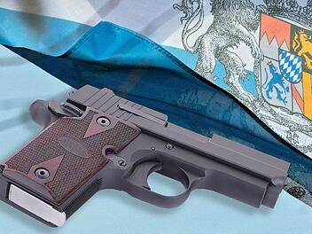 Im Landkreis Kulmbach bekamen "Reichsbürger" - hier die Flagge der Gruppierung "Bundesstaat Bayern" - Post vom Landratsamt mit der Aufforderung, ihre Waffen abzugeben. Durch ihre staatsfeindliche Einstellung, so die Behörde, besitzen sie nicht die notwendige Zuverlässigkeit für eine waffenrechtliche Erlaubnis.  Grafik: Klaus Heim / Foto: Matthias Balk, dpa