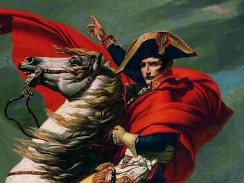 Napoleon auf einem Gemälde von Jacques-Louis David, das in der Landesausstellung in Ingolstadt zu sehen ist. Foto: Belvedere, Wien