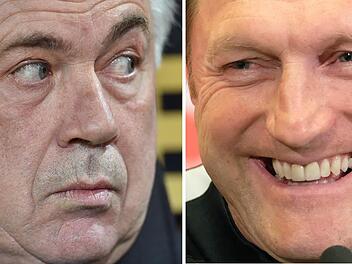 Kombo mit Archivfotos zeigt Bayerns Trainer Carlo Ancelotti und den Trainer des Fu&szlig;ball-Bundesligisten RB Leipzig, Ralph Hasenh&uuml;ttl RB Leipzig spielt am 21.12.2016 ausw&auml;rts gegen den FC Bayern M&uuml;nchen. Foto: Sebastian Willnow/dpa-Zentralbild/dpa