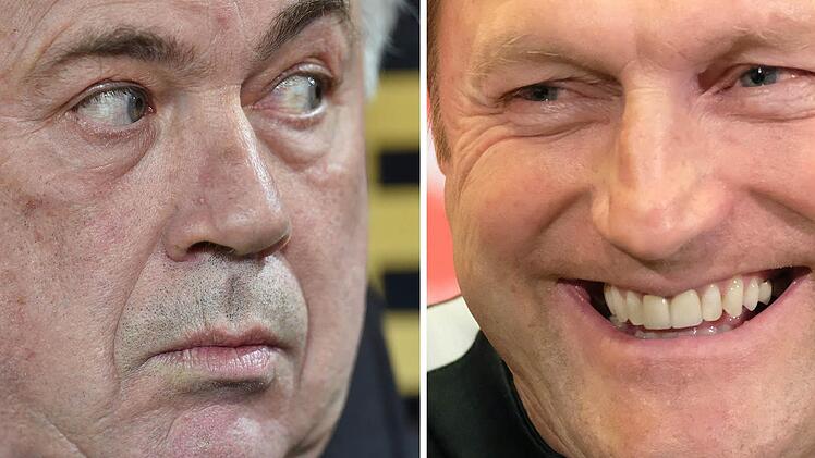 Kombo mit Archivfotos zeigt Bayerns Trainer Carlo Ancelotti und den Trainer des Fu&szlig;ball-Bundesligisten RB Leipzig, Ralph Hasenh&uuml;ttl RB Leipzig spielt am 21.12.2016 ausw&auml;rts gegen den FC Bayern M&uuml;nchen. Foto: Sebastian Willnow/dpa-Zentralbild/dpa