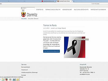 Die Beileidsbekundung auf der Homepage der Gemeinde Dormitz.