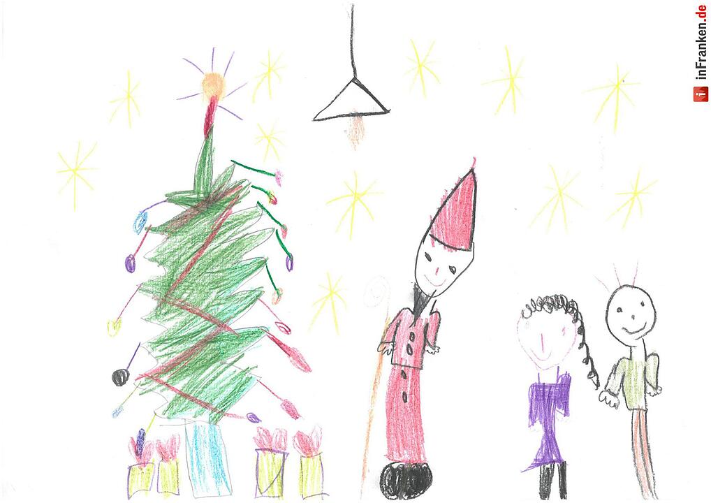 Selbstgemalte Weihnachtsbilder von Kindern aus Franken 2016