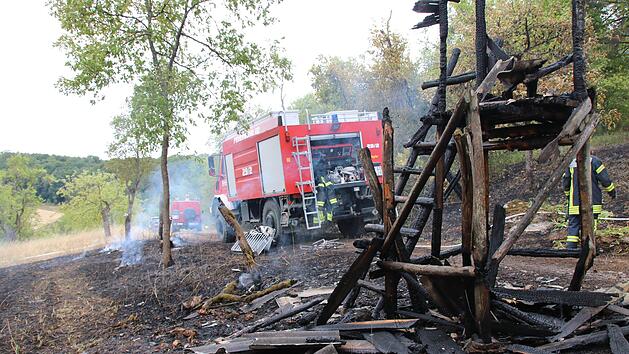 Auf den Weg den Hang des Kohlenbergs hinauf hat das Feuer zahlreiche Grundst&uuml;cke verw&uuml;stet.