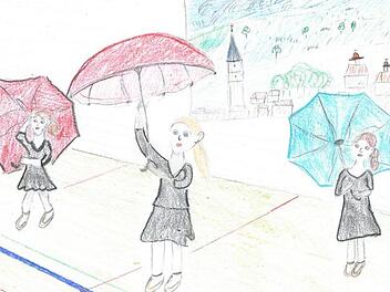 Zu "It's Raining Men" tanzten die Mädchen der Ballettgruppe. gemalt von Evelyn