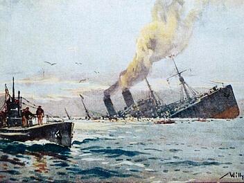 Die heroischen Kriegsbilder des Marinemalers Willy Stöwer schätzte auch Kaiser Wilhelm II. sehr.Repro:m Manfred Franze
