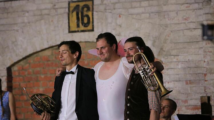 Wenn mitreißende Musizierfreude auf überbordende komödiantische Begeisterung trifft: Das Ensemble "Sepp-Depp-Septett" beeindruckte das Publikum beim Finale des Coburger Festivals "Klanggrenzen".Foto: Jochen Berger