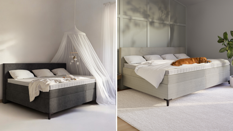 Mozart Boxspringbetten: Schlafkomfort auf höchstem Niveau mit über 10.000 Möglichkeiten im Konfigurator. Die Matratze kommt im gleichen Bezug, wie dein Bett.