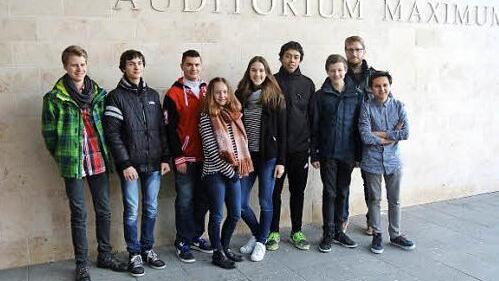 In der Rostocker Universität besuchten acht Medienscouts des Frankenwaldgymnasiums die Bundesjugendkonferenz Medien.  Foto: M. Schneider