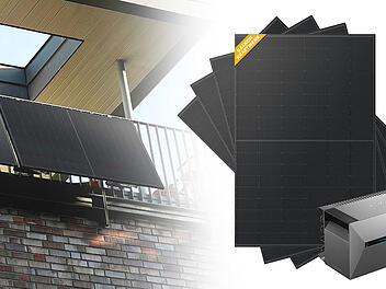 Das Quattro-Speicherset punktet mit vier bifazialen Solarmodulen a 500 Watt und einem leistungsstarken Basisspeicher.