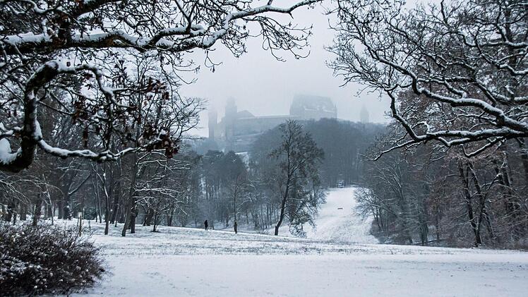 Der erste Schnee: Blick zur Veste vom Veilchental aus.Foto: Jochen Berger