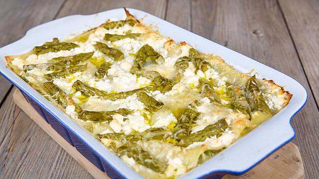 Eine leckere und leichte Variante der Gem&uuml;selasagne ist die mit Spargel und Spinat.