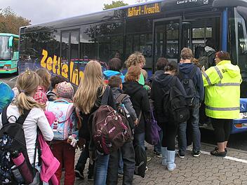 Zu wenig Platz: Nicht nur im Landkreis Haßberge fehlt es an Schulbussen. Bayernweit sind chronisch überfüllte Busse ein Problem. Foto: Archiv