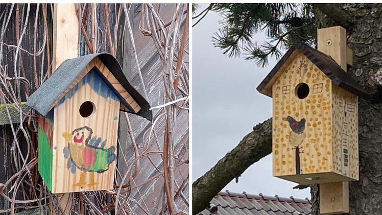 Lustig und kreativ bemalte Nistkästen hängen in den Walddörfern. Die Kinder des Rhönklub Zweigvereins Walddörfer haben sie gemalt.