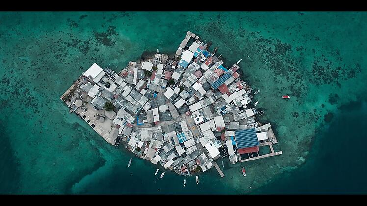 Auf der menschengemachten Insel Santa Cruz de Islote leben heute um die 1.000 Menschen.