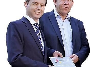Das Archivbild zeigt Thomas Silberhorn (l.)  und Andreas Schwarz bei einem gemeinsamen  Pressetermin.PR