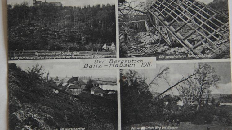 Diese Karte zeigt anschaulich den Banzer Bergrutsch von 1911. Die abgegangenen Erdmassen waren damals gewaltig.
