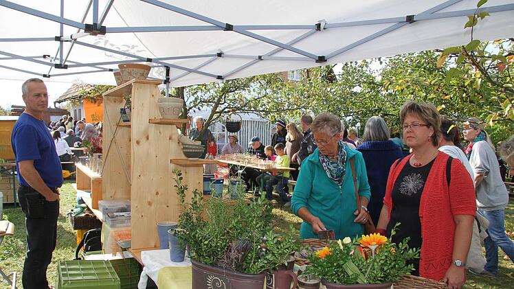 Pflanzen, Töpfersachen, Honig, Kräuterdinge, Dekoratives und mehr gab es auf dem Markt in Schwarzach.