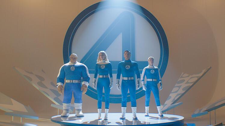 Eine neue Chance für die Fantastischen Vier: Mit "The Fantastic Four: First Steps" werden The Thing (Ebon Moss-Bachrach, links), The Invisible Woman (Vanessa Kirby), Mr. Fantastic (Pedro Pascal, dritter von links) und The Human Torch (Joseph Quinn) endlich Teil der großen MCU-Familie.