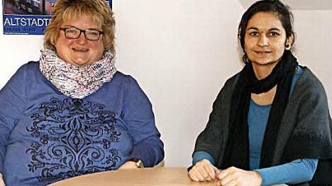 Psychologin Esther Rittner (rechts) und Sozialpädagogin Natia Hertel helfen in der sozialpsychiatrischen Beratungsstelle der Caritas in Haßfurt Menschen in Lebenskrisen und seelischen Grenzsituationen.  Foto: sw