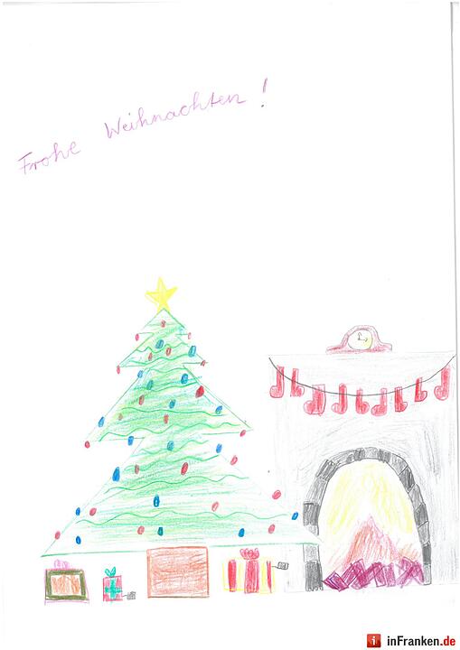 Selbstgemalte Weihnachtsbilder von Kindern aus Franken 2016