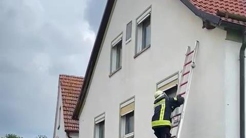Mit der Ausziehleiter ging es zum Dachvorsprung empor. Foto: Wolfgang Krawczyk