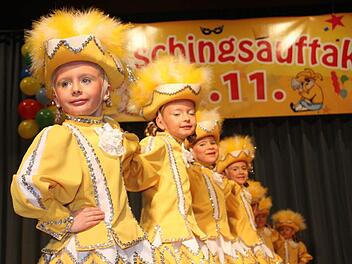Die Mitglieder der Minigarde waren bei ihrem ersten Auftritt ganz stolz: Denn im vergangenen Jahr waren viele noch bei den blauen Purzels. Jetzt sind sie "aufgestiegen". Fotos: Sonja Adam
