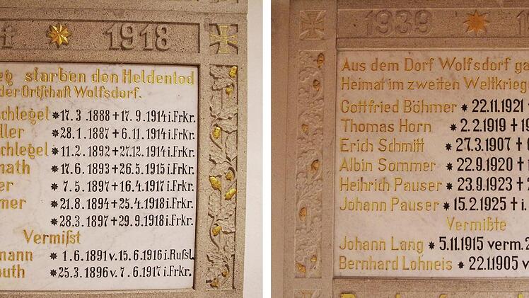 In der Wolfsdorfer Kapelle ist den Gefallenen und Vermissten der Weltkriege ein Denkmal gesetzt. Foto: thü