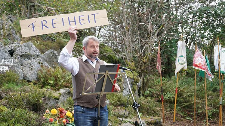 Peter Kirchner, Bürgermeister der Gemeinde Ehrenberg, hielt in diesem  Jahr die Festrede zum Thema "Freiheit". Foto: Marion Eckert