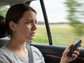 Übelkeit, Kopfschmerzen, krank, Urlaub, Reise, Smartphone