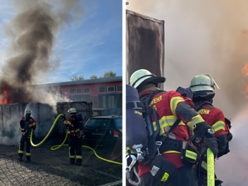 Rauchs&auml;ule weit sichtbar - Containerbrand in W&uuml;rzburg