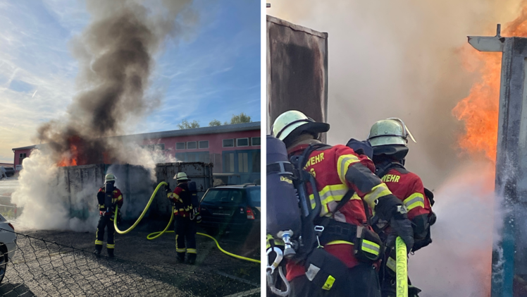 Rauchs&auml;ule weit sichtbar - Containerbrand in W&uuml;rzburg