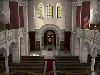 So sah der Blick von der Empore der jüdischen Synagoge in Bad Kissingen aus. Animation: Marc Grellert