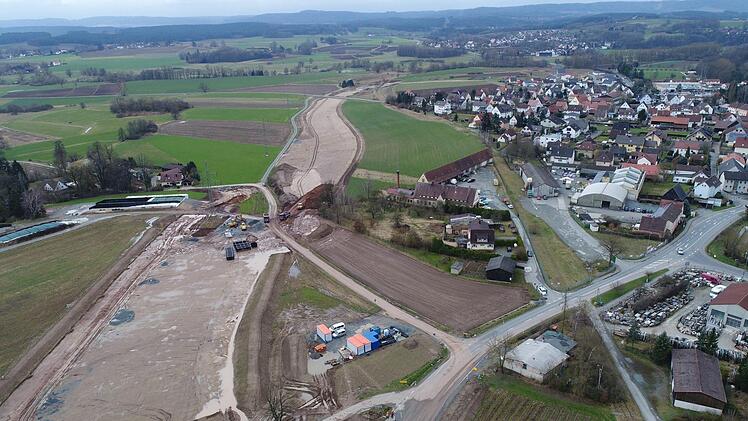 Umgehung Melkendorf - die Baustelle von oben. Luftbild: Ingo Bär