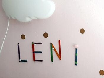 Die 9-jährige Katharina (liebe Grüße an dieser Stelle!) bastelte für unseren kleinen Eisfan diese bunte Buchstaben.