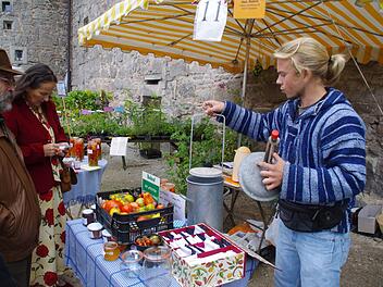 Georg Meisinger schilderte den Besuchern der Rosenmesse den Weg der Tomate von der Aussat bis ins Einmachglas. Fotos: Marco Meißner
