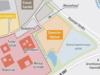 So sieht aktuell die Bauleitplanung für den Bereich Hochstein-Süd aus: Das künftige Schulzentrum des Landkreises macht etwa die Hälfte des 18 Hektar umfassenden Geländes aus.