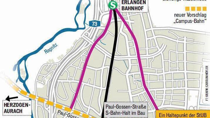 Das erste Bild, dass wir dem neuen OB zeigen. ist eine Grafik derStadt-Umland-Bahn (StUB). Grafik: FT