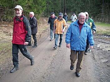 Die Seniorenwandergruppe der Turnerschaft auf ihrer 2250. Wanderung bei D&ouml;rfles Foto: privat