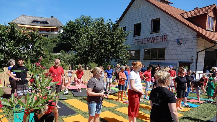 Bei der Wettabnahme praktizierten 50 Yogis den Sonnengruß im Schnelldurchlauf.    Theresa Kohl