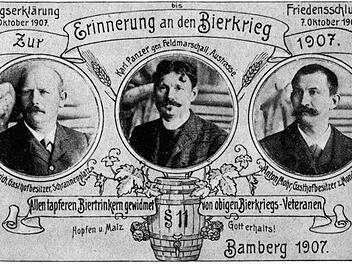 Die Postkarte dokumentiert den Bamberger Bierkrieg.  Foto: Private Sammlung Christian Fiedler