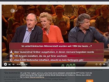 Welche Antwort stimmt? Bei der ZDF-Show "Da kommst du nie drauf" gab eine Münnerstädter Frage den Kandidaten Rätsel auf.Screenshot: Heike Beudert