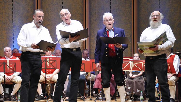 Wolfgang Miller, Dieter Krug, Bernd Schraut und Michl Schulz (von links) brillierten beim Fränkischen Heimatabend als die "Maßbacher Sinnphoniker". Foto: Peter Klopf